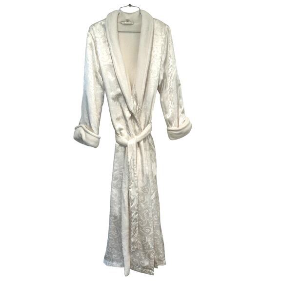 Morgan Taylor Intimates Ivory Cream Fleece Lined Luxurious Robe Size M - Picture 1 of 11